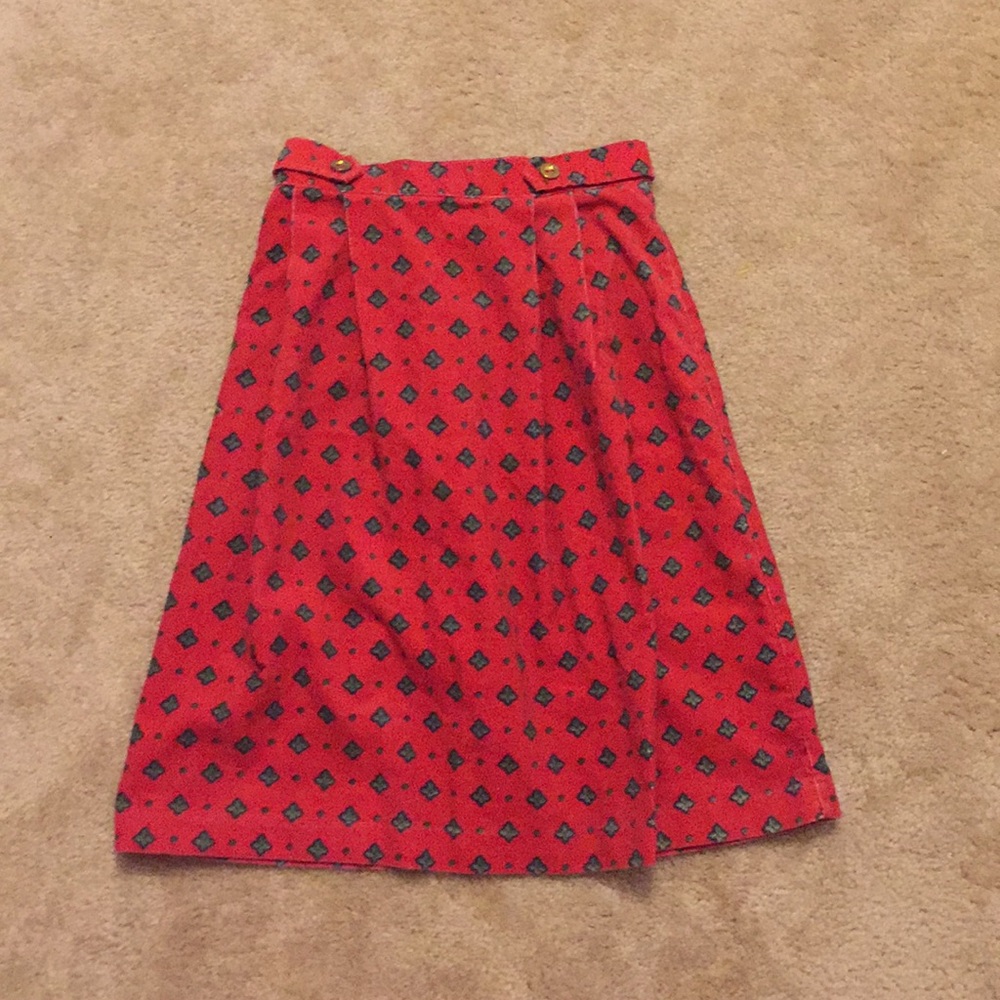 Red corduroy skirt with elastic waist